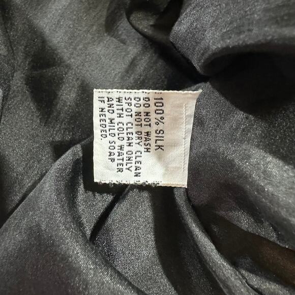 Vintage Oleg Cassini Silk Beaded Sequin Top Skirt Set Black 10 Gatsby Flapper - Picture 7 of 16